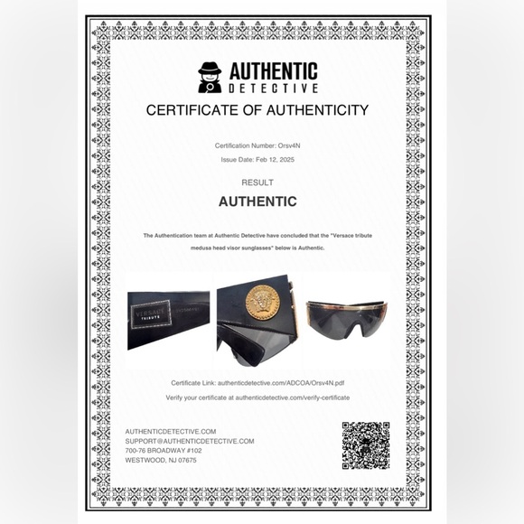 VERSACE MOD.2197 1000/6G TRIBUTE COLLECTION Black &‎ Gold New Women's Sunglasses - Picture 9 of 9